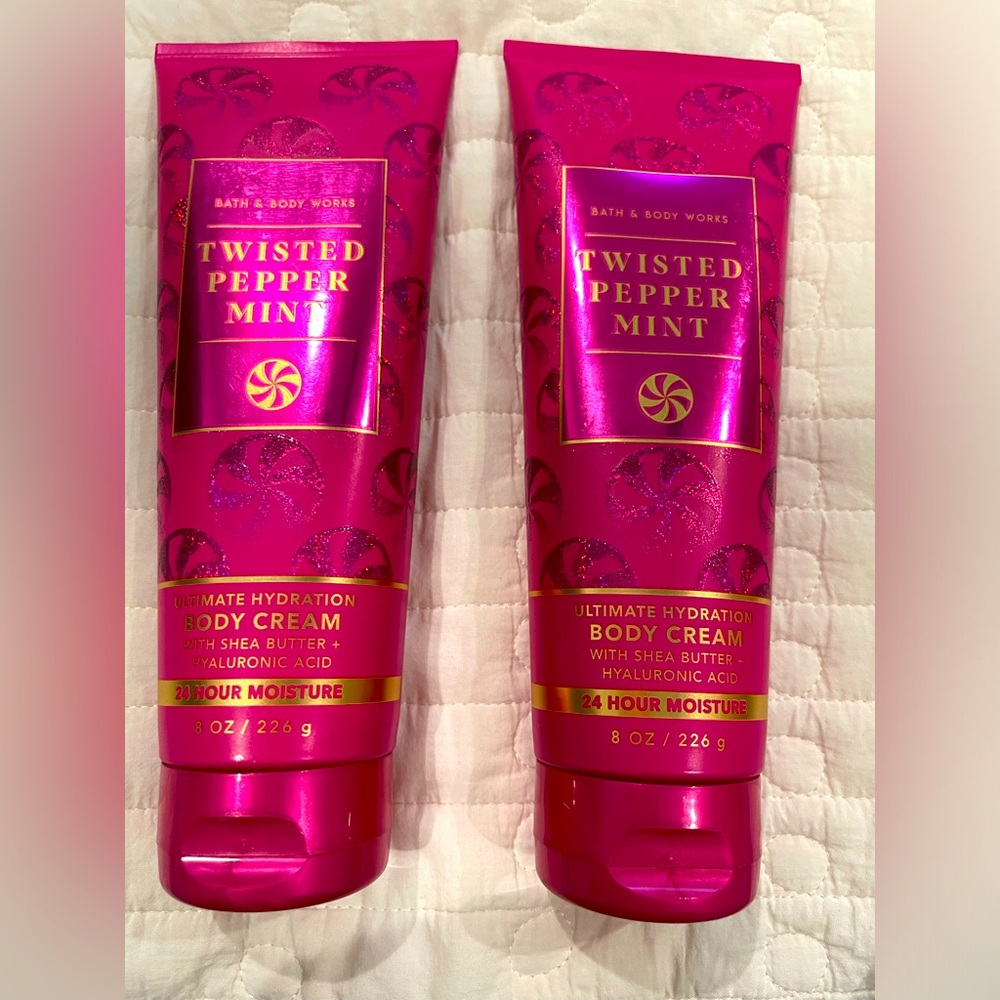 Bath & Body Works: TWO Twisted Peppermint Body Cream, 8oz each